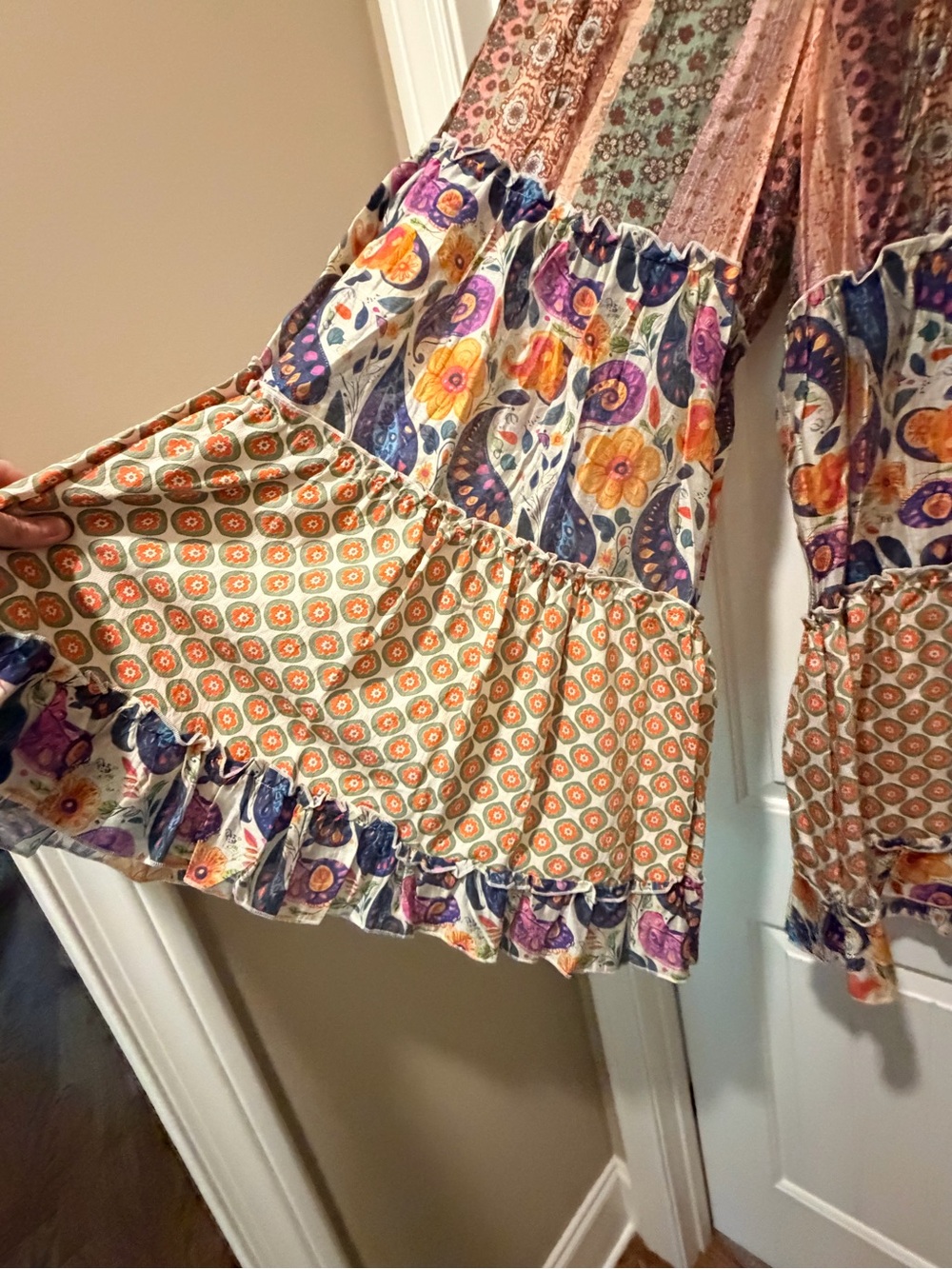 POL Boho Wide-Leg Pants in Pink, Purple, Yellow and Cream - Picture 3 of 7